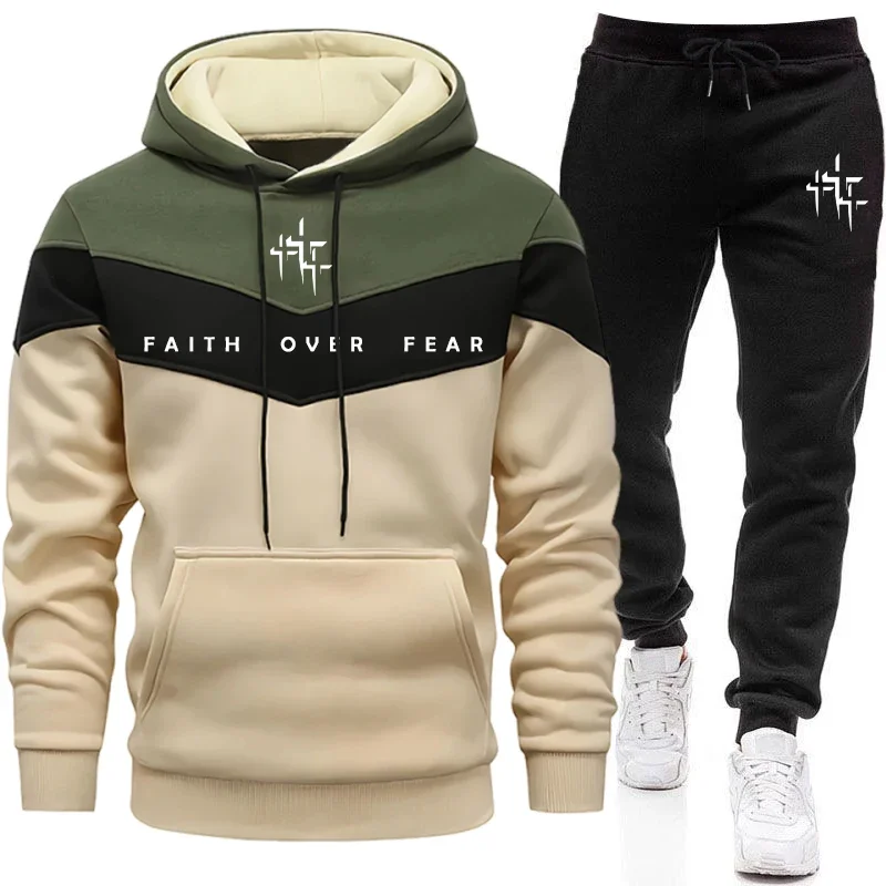 Men'S Winter Fashion - Мужской спортивный костюм Faith Over Fear: