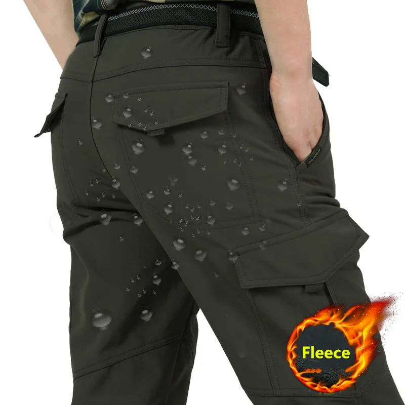 Men'S Fashion Overalls - Зимние толстые брюки, мужские двухслойные флисовые