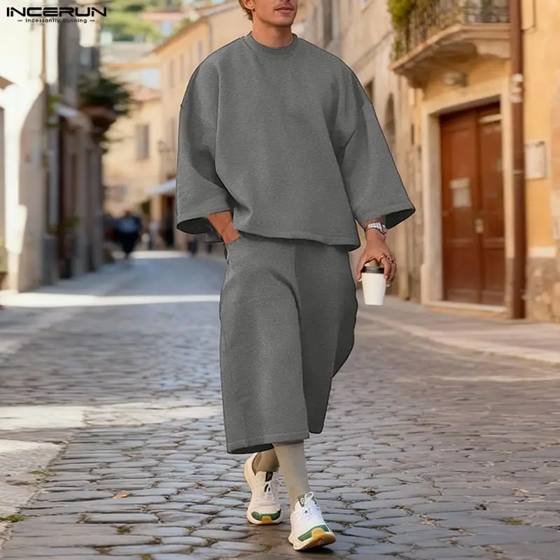 Men'S Fashion Loose Pants - Мужской комплект INCERUN: однотонные свободные худи
