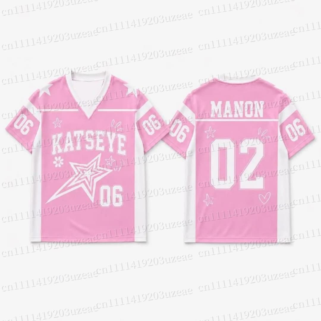 Men'S Fashion Pink Shirt - Футболка KATSEYE с розовым звездным принтом,