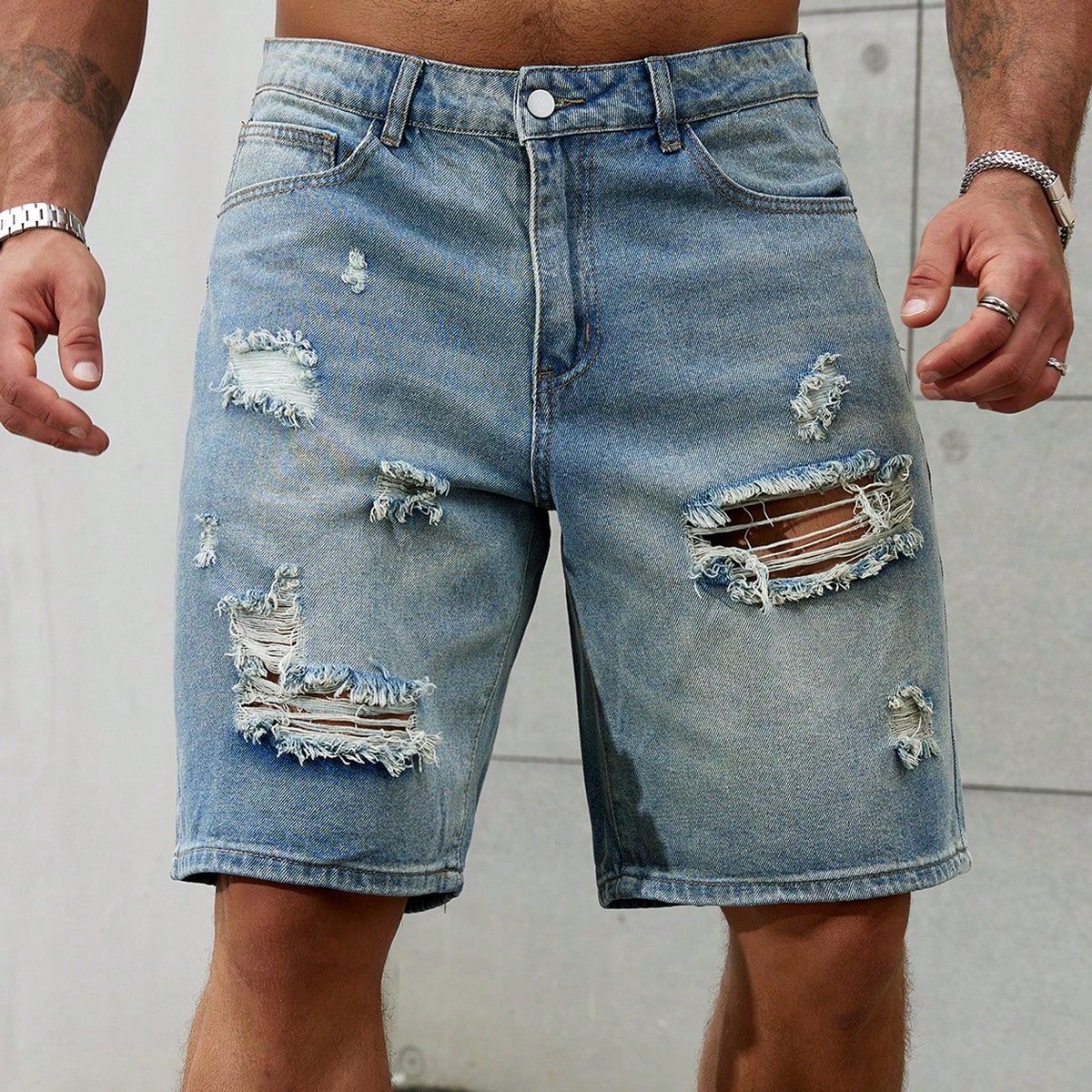 Men'S Fashion Linen Pants - Шорты мужские рваные из джинсовой ткани,
