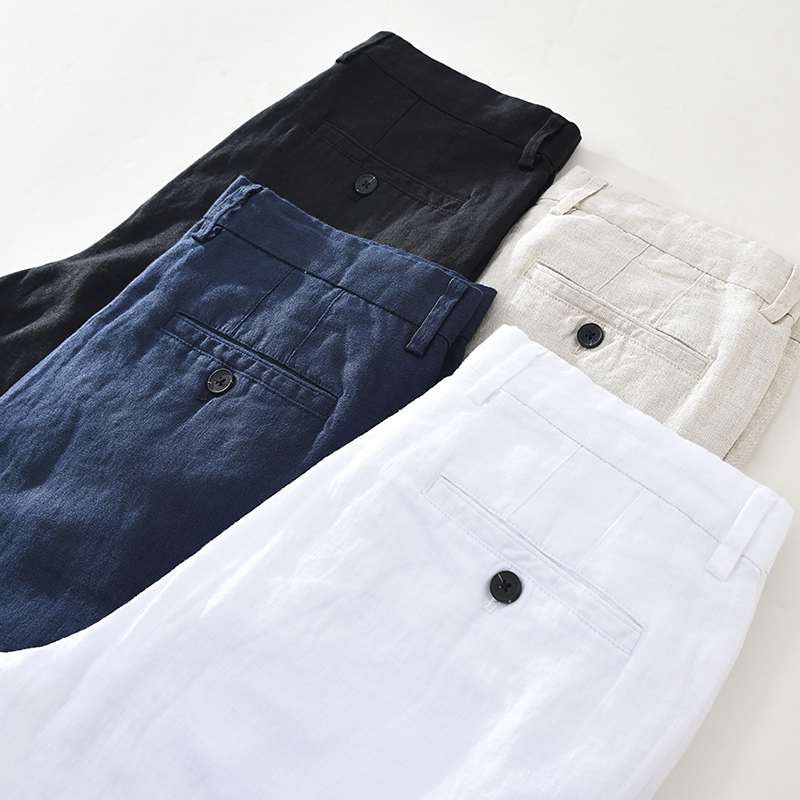Men'S Fashion Linen Pants - Простые мужские льняные повседневные брюки в