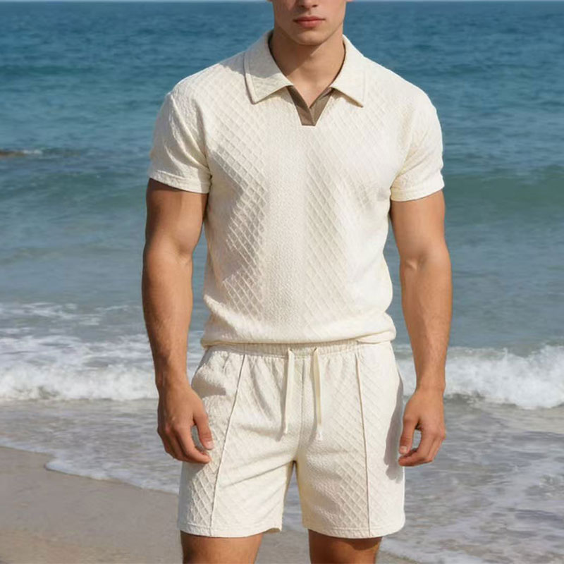 Men'S Fashion Formal - Летний мужской костюм 2026: однотонный вафельный