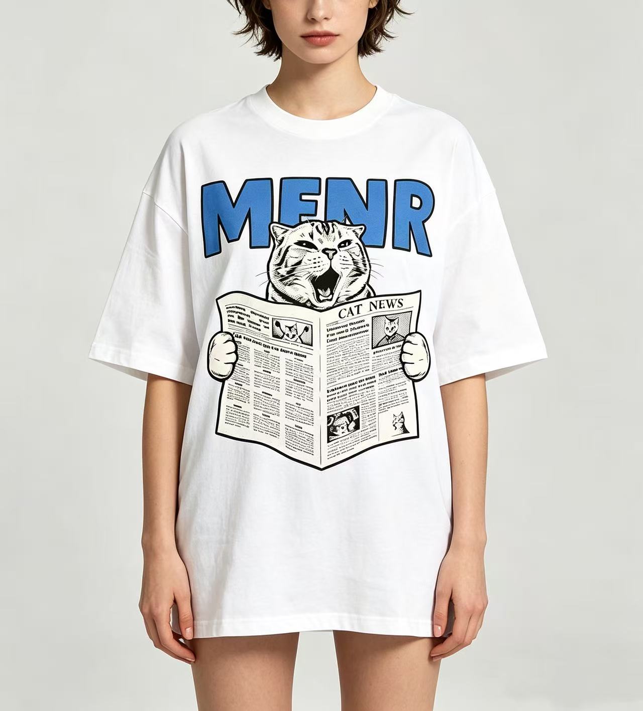 Men'S Fashion Oversized T Shirt - Унисекс футболка с забавным принтом кота,