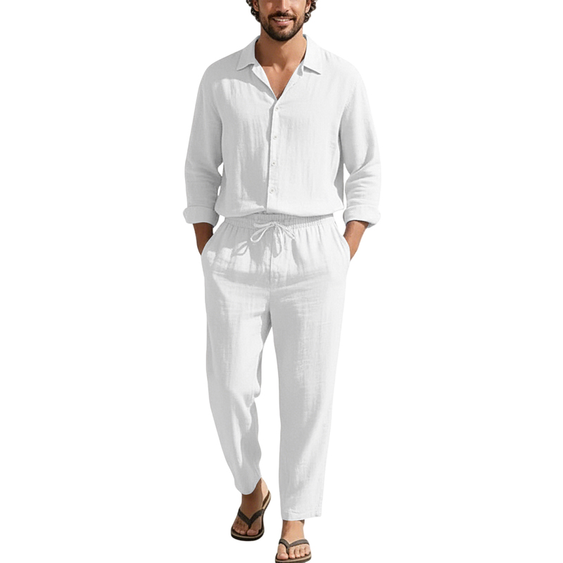 Льняные повседневные комплекты – обзор и цена Men'S Fashion Loose Pants